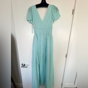Alice + Olivia Aqua Lace Maxi Dress